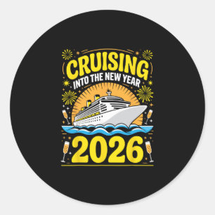 Kruisend naar 2026 Oud en Nieuw feestartikelen Fam Ronde Sticker
