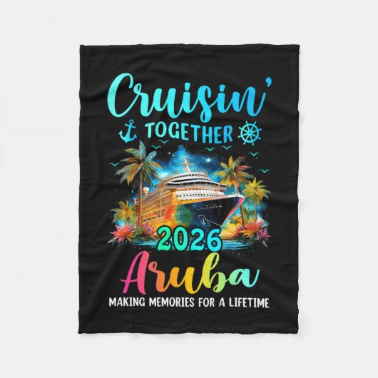 Kruisend samen aruba 2026 gezinscruise fleece deken (Voorkant)