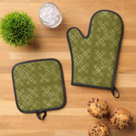 Kruisende elegantie ovenwant & pannenlap set