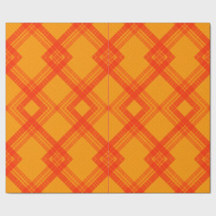 Kruisende gelukkige rode en gele/oranje ruiten cadeaupapier