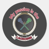 Kruisende Lacrosse Sticks Ball Passion Sport Game Ronde Sticker (Voorkant)