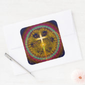 Kruisfractale art ronde samenstelling vierkante sticker (Envelop)