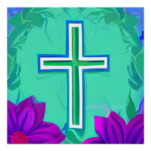 Kruisgod Loves Jesus redt Christelijke kerkliefde Perfect Poster