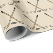 Kruishaakjestikken en puck Brown Tan Cadeaupapier (Rol Hoek)