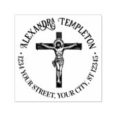 Kruisiging Jezus aan het Kruis Naam Retouradres #1 Zelfinktende Stempel (Design)