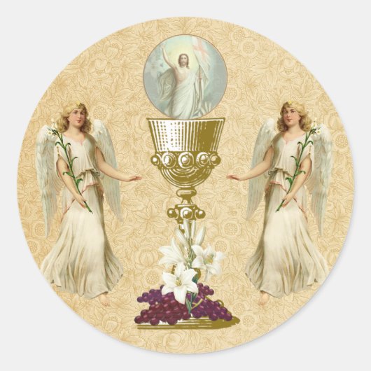Kruisiging Jezus engelen Ronde Sticker (Voorkant)