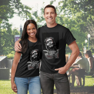 Kruisiging Jezus Kunst Noir Bijbelvers Zwarte T-shirt