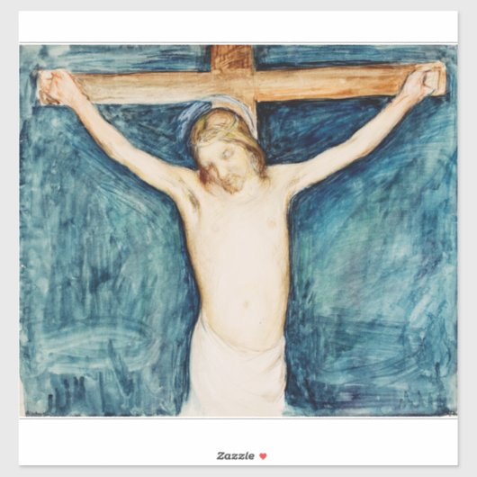 Kruisiging van het altaarstuk in de kerk sticker (Vel)