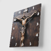 Kruisiging van Jezus aan het houten kruis Vierkante Klok (Hoek)