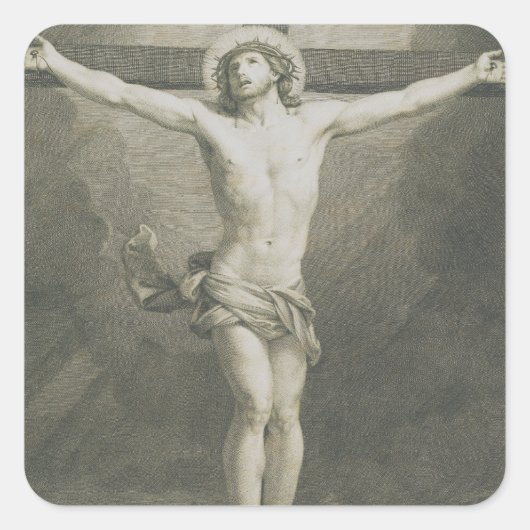 Kruisiging van Jezus Christus Vierkante Sticker (Voorkant)