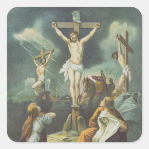 Kruisiging van Jezus Christus Vierkante Sticker