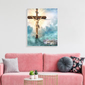Kruisiging van Jezus en de boog van Noach Canvas Afdruk (Insitu (Woonkamer))