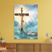 Kruisiging van Jezus en de boog van Noach Canvas Afdruk (Insitu (Woonkamer))