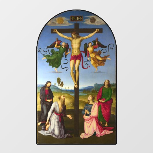 Kruisiging van Jezus Rafaël Circa 1500 Raamsticker (Vel)