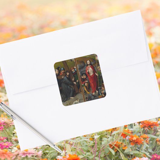 Kruisiging Vastenopstanding Jezus Christus Pasen Vierkante Sticker