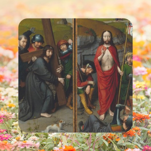 Kruisiging Vastenopstanding Jezus Christus Pasen Vierkante Sticker