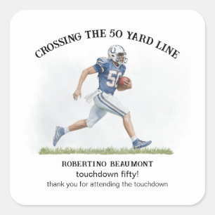 Kruising 50 yards American Football 50ste verjaard Vierkante Sticker