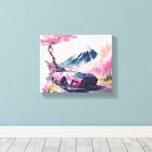 kruising door het landschap van Cherry Blossom Canvas Afdruk (Insitu (Houten vloer))
