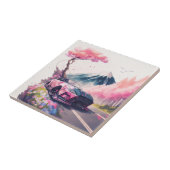 kruising door het landschap van Cherry Blossom Tegeltje (Zijkant)