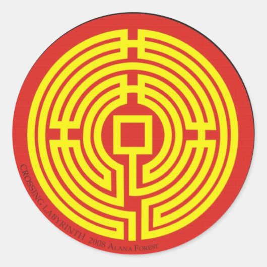 kruising labyrint chinese ronde sticker (Voorkant)