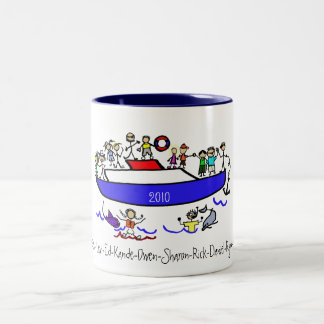 kruising met het gezin tweekleurige koffiemok