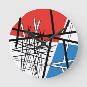 Kruising van Lijnen & Vlakken - Abstracte Kunst Ronde Klok