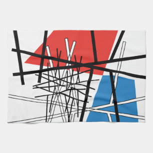 Kruising van Lijnen & Vlakken - Abstracte Kunst Theedoek