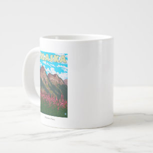 Kruiskruid met bergen Vintage Reisposter Grote Koffiekop