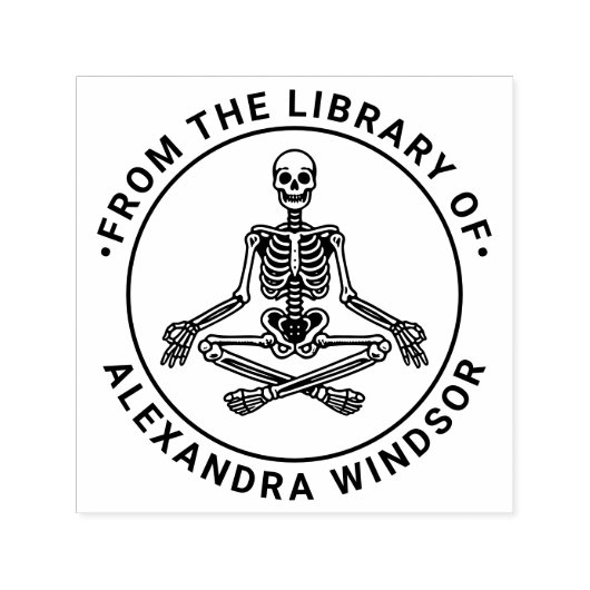 Kruislegger Mediteren Skelet Bibliotheek Boeknaam Zelfinktende Stempel (Design)