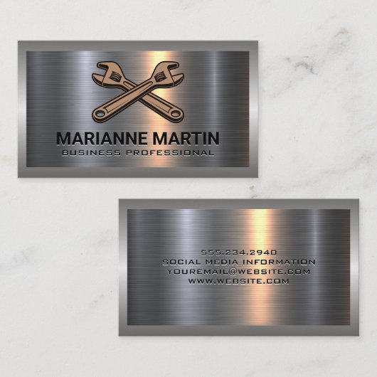 Kruismoerige Logo | Metaal aluminium Visitekaartje (Voorkant / Achterkant)