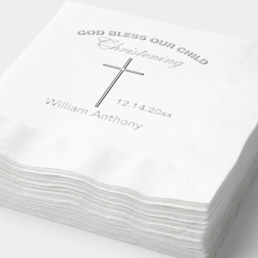 Kruisnaam doopnummer folie servetten (Detail)