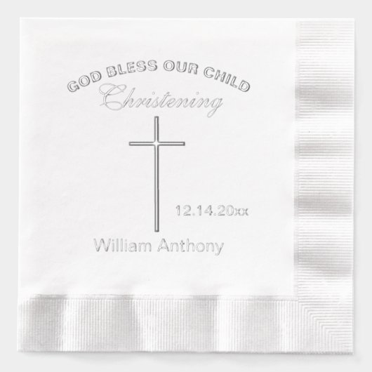 Kruisnaam doopnummer folie servetten (Voorkant)