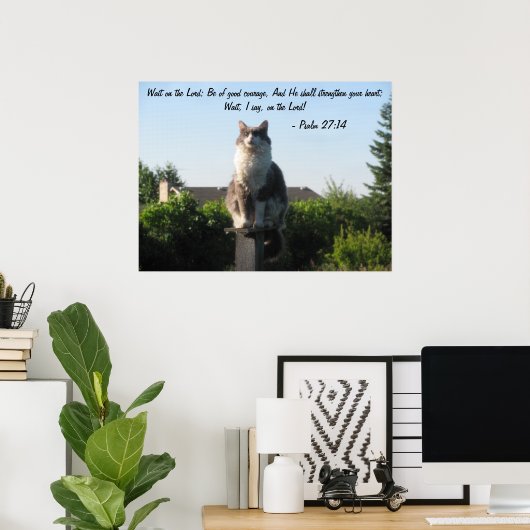 Kruisoogkat en psalm 27:14 poster (Thuiskantoor)