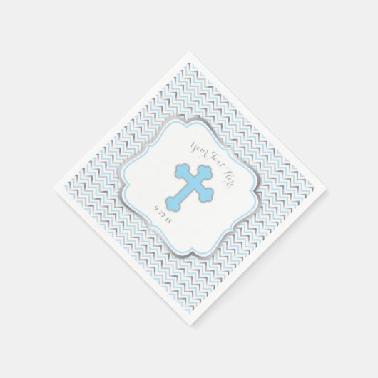 Kruispapier servetten-blauw & zilver servet (Hoek)