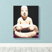 Kruispootfiguur met een baby, Olmec Canvas Afdruk (Insitu (Houten vloer))