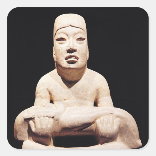 Kruispootfiguur met een baby, Olmec Vierkante Sticker (Voorkant)