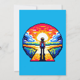 Kruispunt bij zonsondergang Doordachte Pixel Art J Feestdagenkaart