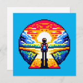 Kruispunt bij zonsondergang Doordachte Pixel Art J Kaart (Voorkant / Achterkant)