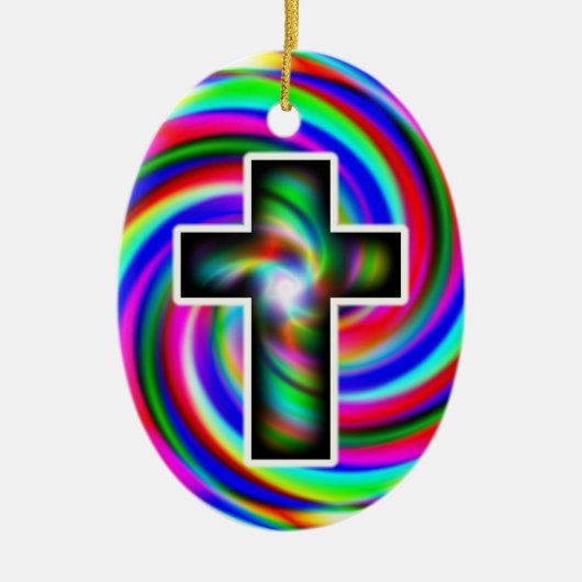 Kruisregenboogspiraal Keramisch Ornament (Voorkant)