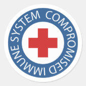 Kruisrood blauw Compromisimmuunsysteem Ronde Sticker (Voorkant)