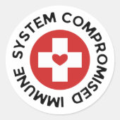 Kruisrood hartgeCompromishet immuunsysteem Ronde Sticker (Voorkant)