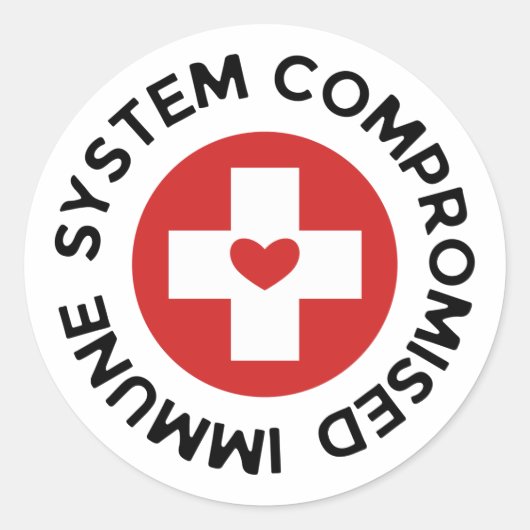 Kruisrood hartgeCompromishet immuunsysteem Ronde Sticker (Voorkant)