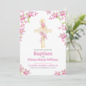 Kruisroze orchidee bloemdoop kaart (Staand voorkant)