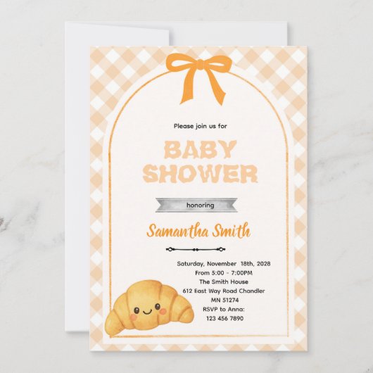 Kruissant baby shower feest uitnodiging (Voorkant)