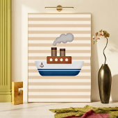 Kruisschip Gestreept Neutraal Jongens Nursery Kuns Poster