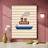 Kruisschip Gestreept Neutraal Jongens Nursery Kuns Poster