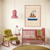 Kruisschip Gestreept Neutraal Jongens Nursery Kuns Poster
