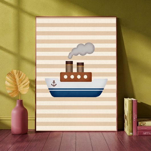 Kruisschip Gestreept Neutraal Jongens Nursery Kuns Poster