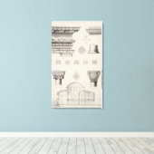 Kruissectie en architectonische details van Kutciu Canvas Afdruk (Insitu (Houten vloer))