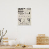 Kruissectie en architectonische details van Kutciu Poster (Keuken)